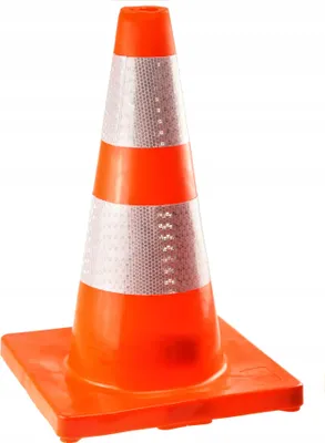 Produktbild von FEINZ | Verkehrspylon 45 cm - Warnfarbe rot - Reflektierend - Robust und Wetterfest