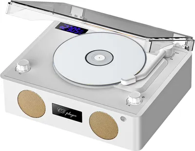Obrázek produktu pro Retro CD přehrávač, bezdrátový BT reproduktor, FM rádio, multifunkční line-in U-disc hudební přehrávač s konektorem pro sluchátka, barevné atmosférické osvětlení s dálkovým ovládáním, typ C, plug-and-play