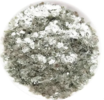 Produktbild von Glimmerflocken Silber 4g 4-8mm für Kerzendekoration, reflektierend, für Soja-, Raps- oder Palmölkerzen