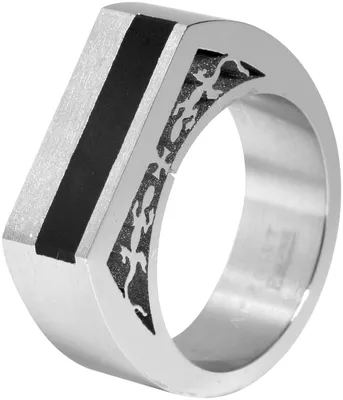 Produktbild von Akzent Herren-Ring aus Edelstahl, silberfarbig/ schwarz