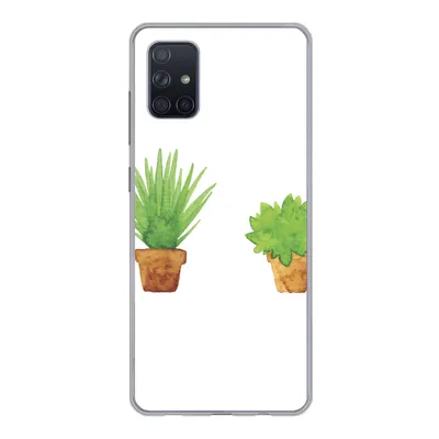 Produktbild von MuchoWow® Handyhülle Schutzhülle Hülle für Samsung Galaxy A71 Blumentopf - Aquarell - Pflanzen Silikon Softcase Handy Hülle - Kartenbesitzer
