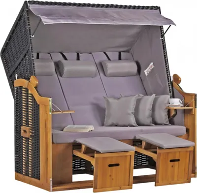 Produktbild von Strandkorb XXL 3 Sitzer für Garten & Terrasse aus Wacholderholz – Mr. Deko