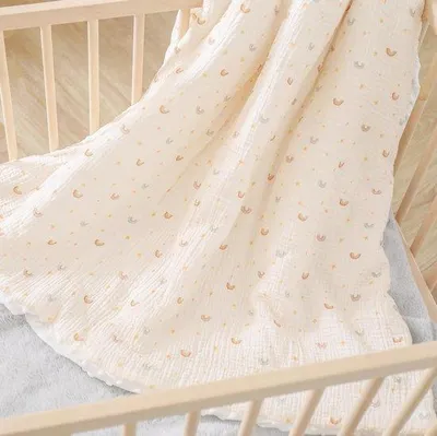 Productafbeelding van Baby Blanket 75x100 cm - Zachte Minky en Muslin Crib Deken - Polyester Vulling Baby Swaddle - Bed Plaid Voor Kinderen