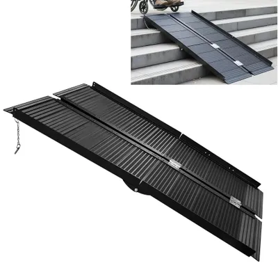 Immagine prodotto di Rampa per sedie a rotelle, superficie antiscivolo, struttura pieghevole di facile utilizzo, 1,5 m