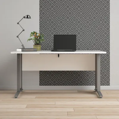 Productafbeelding van Kantoorbureau Prima Wit Zilvergrijs Staal 150x80cm - Giga Living