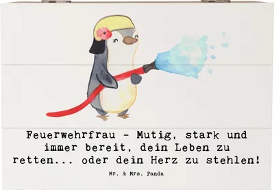 Produktbild von Mr. & Mrs. Panda Schatulle Feuerwehrfrau Heldin 22 x 15 cm - Weiß - Geschenk, Erinnerungsbox, Mut, schatztruhe, Holztruhe, Anerkennung, Berufe, Beruf, Tapferkeit, fotobox