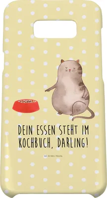 Produktbild von Mr. & Mrs. Panda Samsung Galaxy S8 plus Handyhülle  Katze Fressen - Gelb Pastell - Geschenk, Handy Case, Cover, Hülle