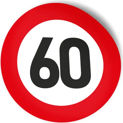 Produktbild von itenga 100x Sticker Verkehrszeichen 60 4cm rund schwarz rot weiß Geburtstag