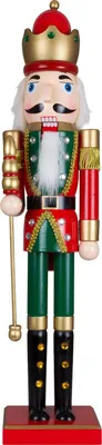 Produktbild von XL Nussknacker 60cm groß Deko Figur Weihnachtsdeko traditionell Holz rot grün
