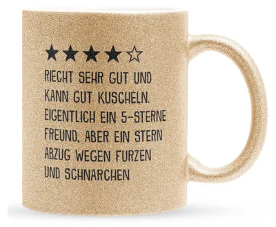 Produktbild von 22Feels Glitzertasse Gold Freund Geschenk Jahrestag für Ihn Valentinstag Männer 1 Jahr Weihnachten Geburtstag Beziehung Liebe Paar Kaffeetasse Haferl Geschenkidee Bürotasse