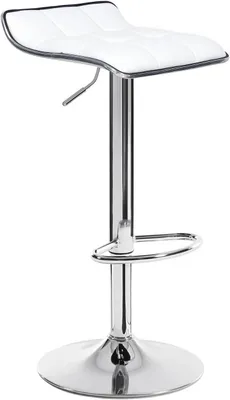 Image de Tabouret de bar avec assise en similicuir, structure en acier chromé, couleur blanche. Dimensions : 38 x 40 x 64-86 cm