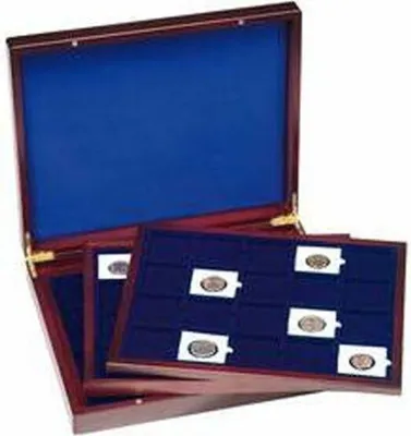 Produktbild von Münzkassette VOLTERRA TRIO deLuxe, für je 20 QUADRUM Münzkapseln, 50 x 50 mm, blau
