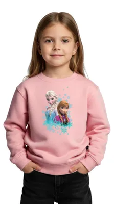 Produktbild von Spreadshirt Frozen Anna & Elsa Kinder Premium Pullover, 146/152 (10 Jahre), Rosa