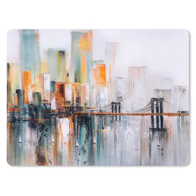 Produktbild von MuchoWow® Mauspad Mousepad Gemälde - Stadt - Skyline - Öl 23x19 cm - Mousepads - Maus Mat - Pad - Mausunterlage - Schreibtischunterlage - Mauspad