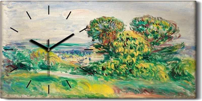 Produktbild von Wandkunst Leinwand Bild Uhr 60x30 Gemälde Abstrakte Wald Bäume Landschaft Kunst - schwarze Hände