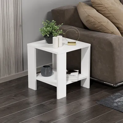 Produktbild von Skye Decor, Midi Yan - White, Beistelltisch, 100 % MELAMINBESCHICHTETE SPANPLATTEN, Weiß, 40 x 42 x 40 cm
