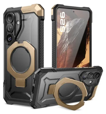 Image de Coque pour Galaxy S26, Supcase UB Grip Mag avec MagSafe, gris-transparent-doré