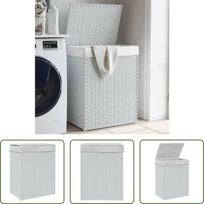 Immagine prodotto di The Living Store Cesto portabiancheria con coperchio Bianco 46x33x60 cm Poly Rattan