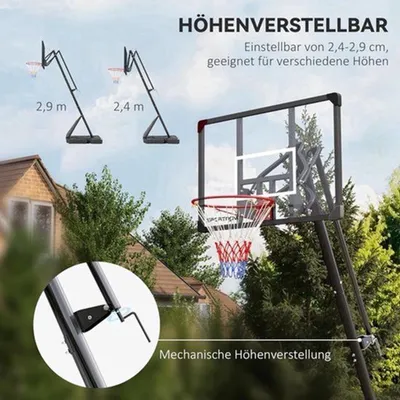 Obrázek produktu pro Nastavitelný basketbalový stojan s kolečky - ocelový basketbalový koš a konstrukce