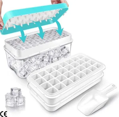 Productafbeelding van Famanu ijsblokjeshouder met deksel - 64 ijsblokjes voor cocktails, whisky en meer