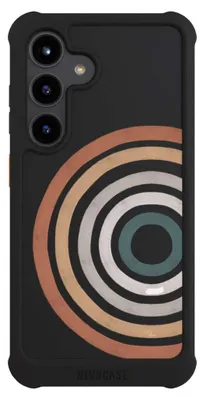 Produktbild von NIVOCASE Hülle für Samsung Galaxy S24  Stoßfeste Handyhülle NIVOmax Case Schwarz Kreise Regenbogen Wasserfarbe