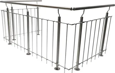 Produktbild von Pertura Geländer-Komplettset Vesta U-Form Edelstahl mit Rundstäbenfür Bodenmontage B: 7 m