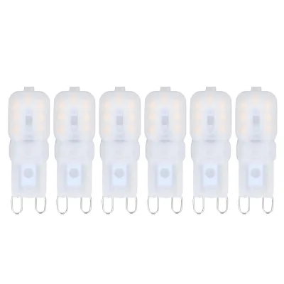 Image de Lot de 6 ampoules LED G9 – 3 W, intensité variable, économie d'énergie, éclairage à 360°, blanc chaud, pour plafonniers et suspensions, 220–240 V