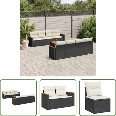 Produktbild von The Living Store 9-tlg. Garten-Sofagarnitur mit Kissen Schwarz Poly Rattan