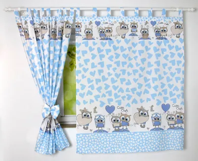 Produktbild von BABYLUX Kinderzimmer VORHÄNGE mit Schlaufen 102. Eule Blau