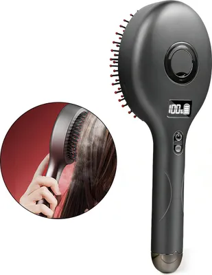 Produktbild von Elektrische 2-in-1 Haarbürste mit Sprühfunktion, LCD-Display, Rotlichttherapie, Type-C aufladbar, trocken & nass, tragbar, Haarpflege Geschenkidee