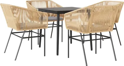 Produktbild von vidaXL 5-tlg. Garten-Essgruppe mit Kissen Braun Poly Rattan Glas