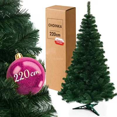 Zdjęcie produktu dla Kuketo | Sztuczna choinka 220 cm - Gęsta jodła wykonana z wysokiej jakości PVC ze stojakiem - Realistyczna, stabilna i łatwa w pielęgnacji