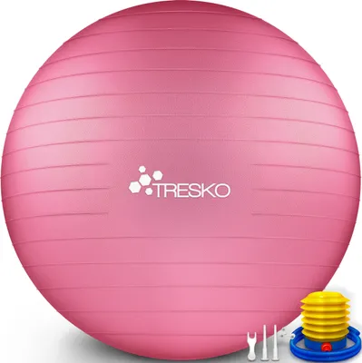 Produktbild von TRESKO Gymnastikball (Rosa, 65cm) mit Pumpe Fitnessball Yogaball Sitzball Sportball Pilates Ball Sportball