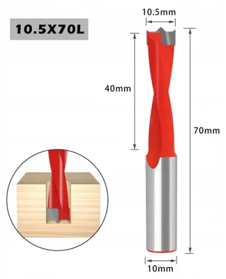 Obrázek produktu pro Pasadocnc vrták do dřeva, 10,5 mm, levotočivý, délka vrtací části 70 mm, průměr stopky 10 mm
