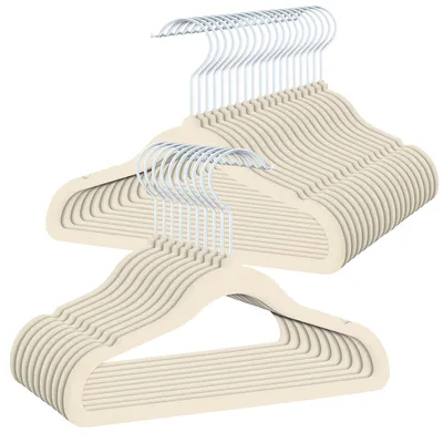 Produktbild von OGIVO Kinderkleiderbügel Samt Beige 30 Stück Rutschfest