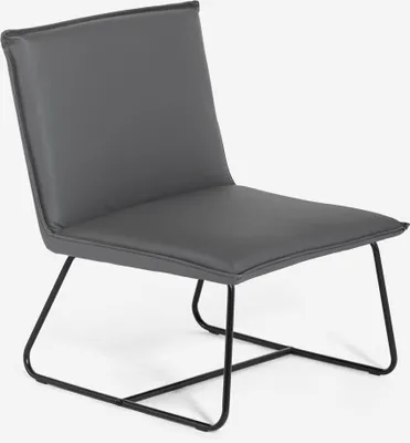Produktbild von Stuhl Sessel gepolstert modern fürs Wohnzimmer und Büro aus Kunstleder Lova - Grau