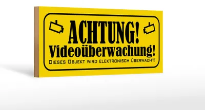 Produktbild von Holzschild Hinweis 27x10cm Achtung Videoüberwachung
