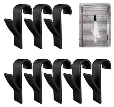 Productafbeelding van Handdoekhaken voor de badkamer, 8 stuks; Haken voor handdoekradiatoren, zwart; Handdoekhouders voor ronde radiatoren; Radiatorclips voor handdoekwarmers, geschikt voor alle standaardradiatoren.