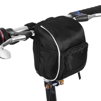 Produktbild von Schwarze multifunktionale Fahrrad-Lenkertasche mit Schnellverschluss für den vorderen Rahmenrohr