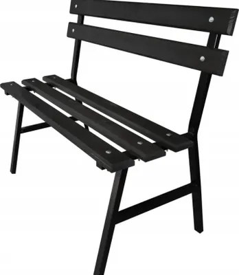 Immagine prodotto di Panca da giardino in legno con schienale 81x36x80cm panca da parco in acciaio; nero