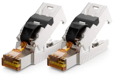 Produktbild von deleyCON RJ45 Stecker 10 Gbit/s werkzeuglos LSA CAT6a-CAT8 PoE, 2 Stück