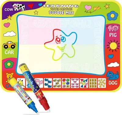 Image de JAYSRIS Eau Doodle Tapis de dessin 3 crayons Magic Set de tampons multicolores