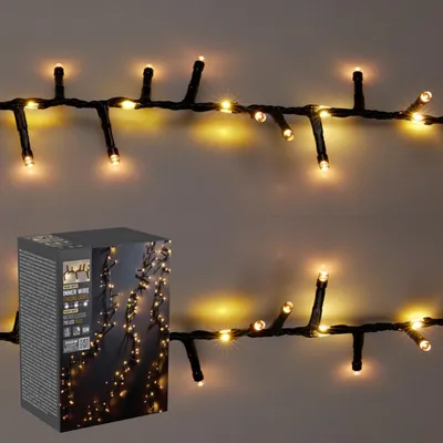 Image de Guirlande lumineuse LED cluster blanc chaud, 710 LED, câble noir, intérieur/extérieur, 13m