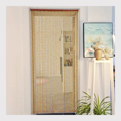 Zdjęcie produktu dla Zasłona drzwiowa z drewnianych koralików 90 x 210 cm, naturalny, do otworu drzwiowego
