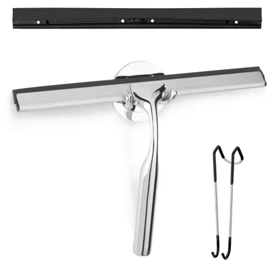 Produktbild von WENKO Badezimmerwischer Mod. Terni Plus, mit Turbo-Loc® Wandbefestigung, Silber glänzend