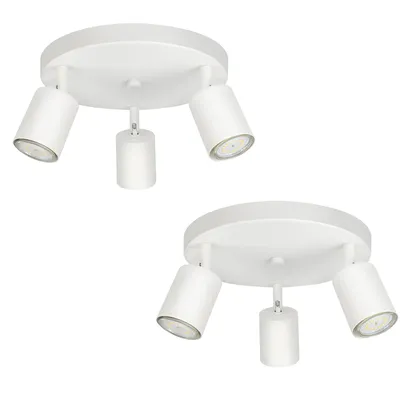 Produktbild von ZMH LED Deckenleuchte Weiß 3 Flammig Deckenlampe 2ER Deckenstrahler Modern GU10 Metall Deckenspots Schwenkbar 330° für Wohnzimmer Schlafzimmer Flur
