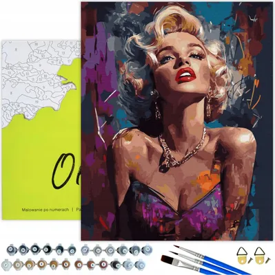 Immagine prodotto di Pittura numerica ritratto di donna adulta 50x40 - 32 colori acrilici, tela con telaio in legno, 3 pennelli e accessori Oh Art!