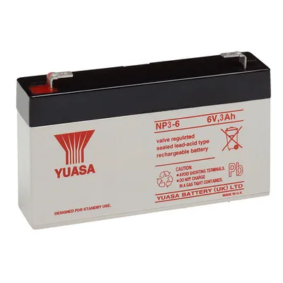 Zdjęcie produktu dla Akumulator kwasowo-ołowiowy Yuasa NP3-6 PB 6 Volt 3Ah Faston 4,8mm