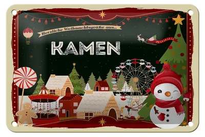 Produktbild von Blechschild Weihnachten Grüße aus KAMEN Geschenk Dekoration  18x12cm