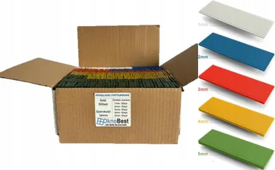 Produktbild von Gemischte Distanzscheiben, Montagekeile für Fenster 34 mm von 1 mm bis 5 mm 500 Stück